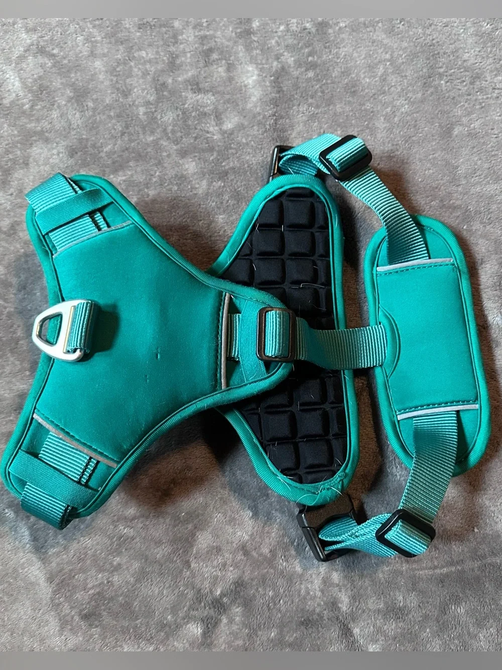 Neoprene Padded Dog Harness Medium Dark Green Teal Adjustable No Pull Reflective